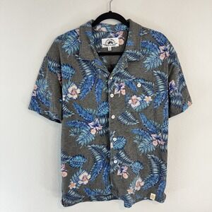 Free Planet Men S Hawaiian Button Shirt Tropical Gray summer vacation